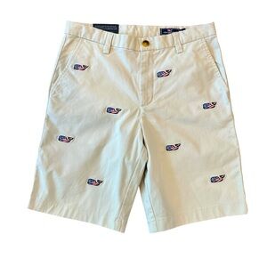 Vineyard Vines Breaker Shorts - Beige with American Flag Whale - Size 12 Boys